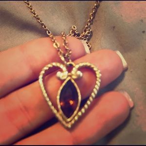 Vintage Topaz Heart Necklace